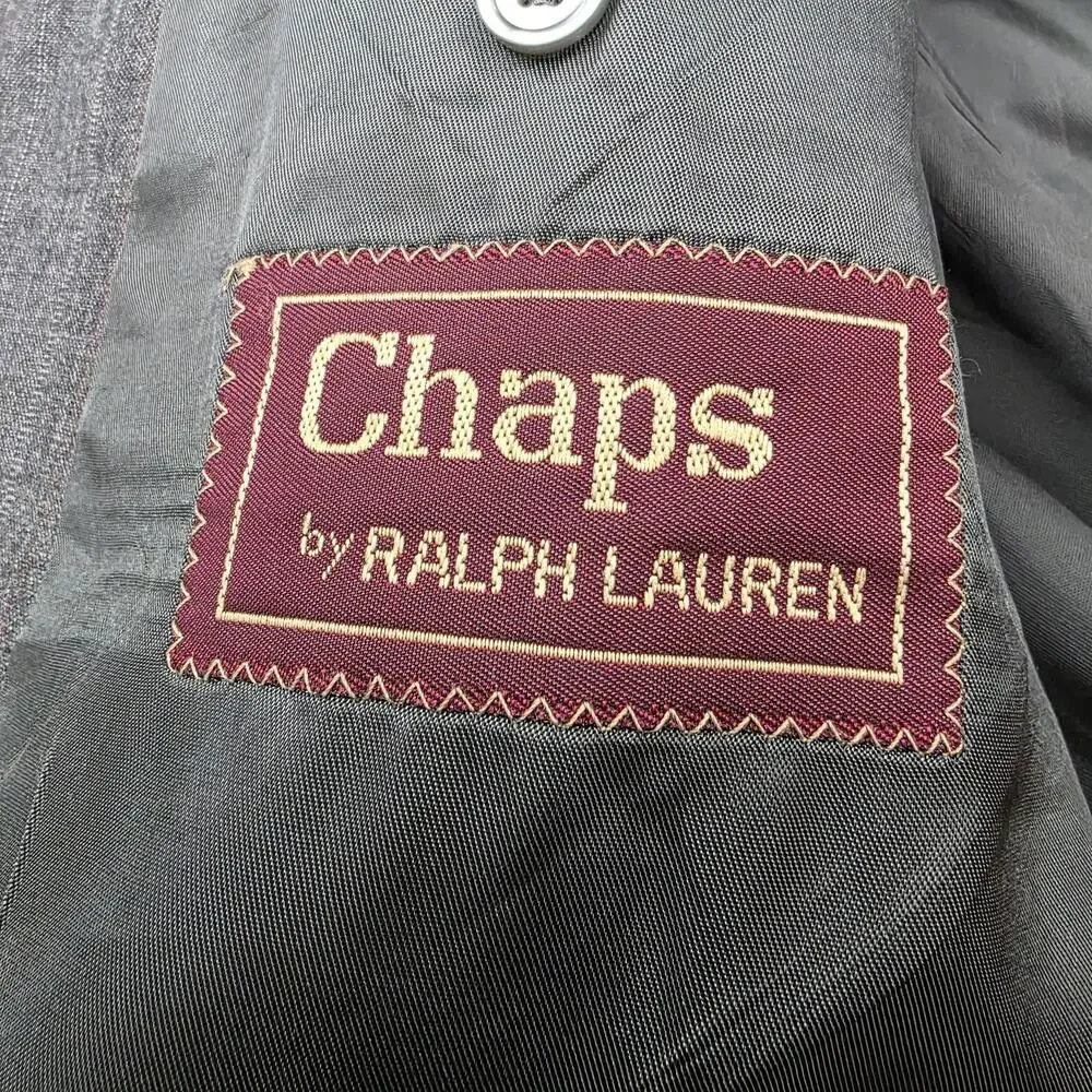 Vintage Chaps Ralph Lauren Blazer Mens 42R Gray Two Button Wool Blend USA Made